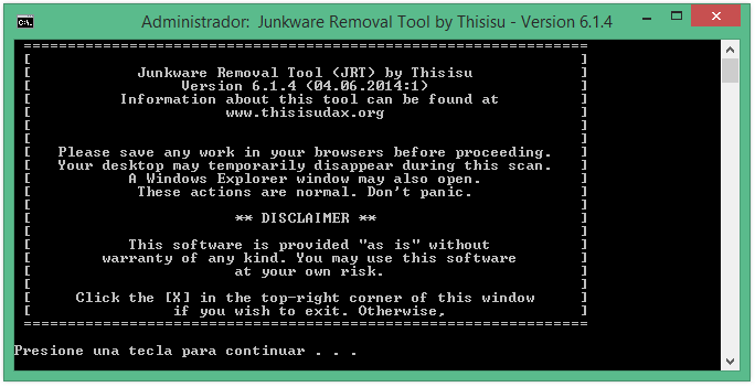 Eliminar PlumoWeb con Junkware Removal Tool