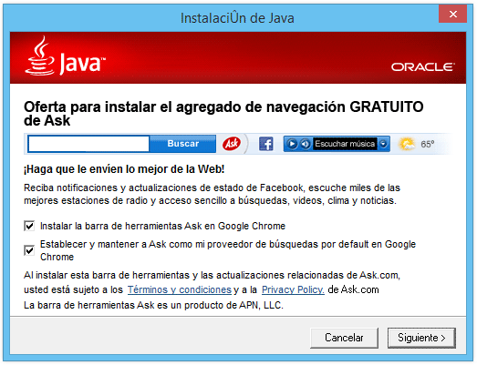 Java ask toolbar