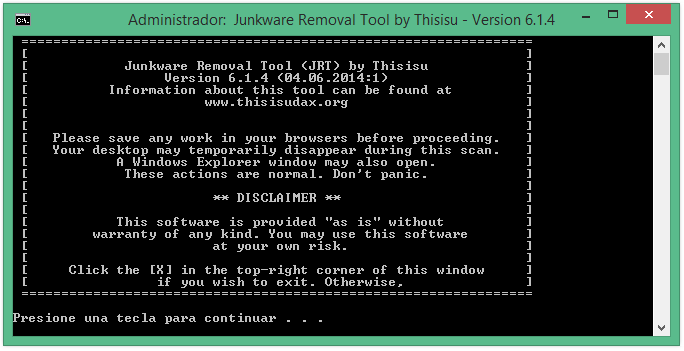 Eliminar SearchAlgo.com con Junkware Removal Tool